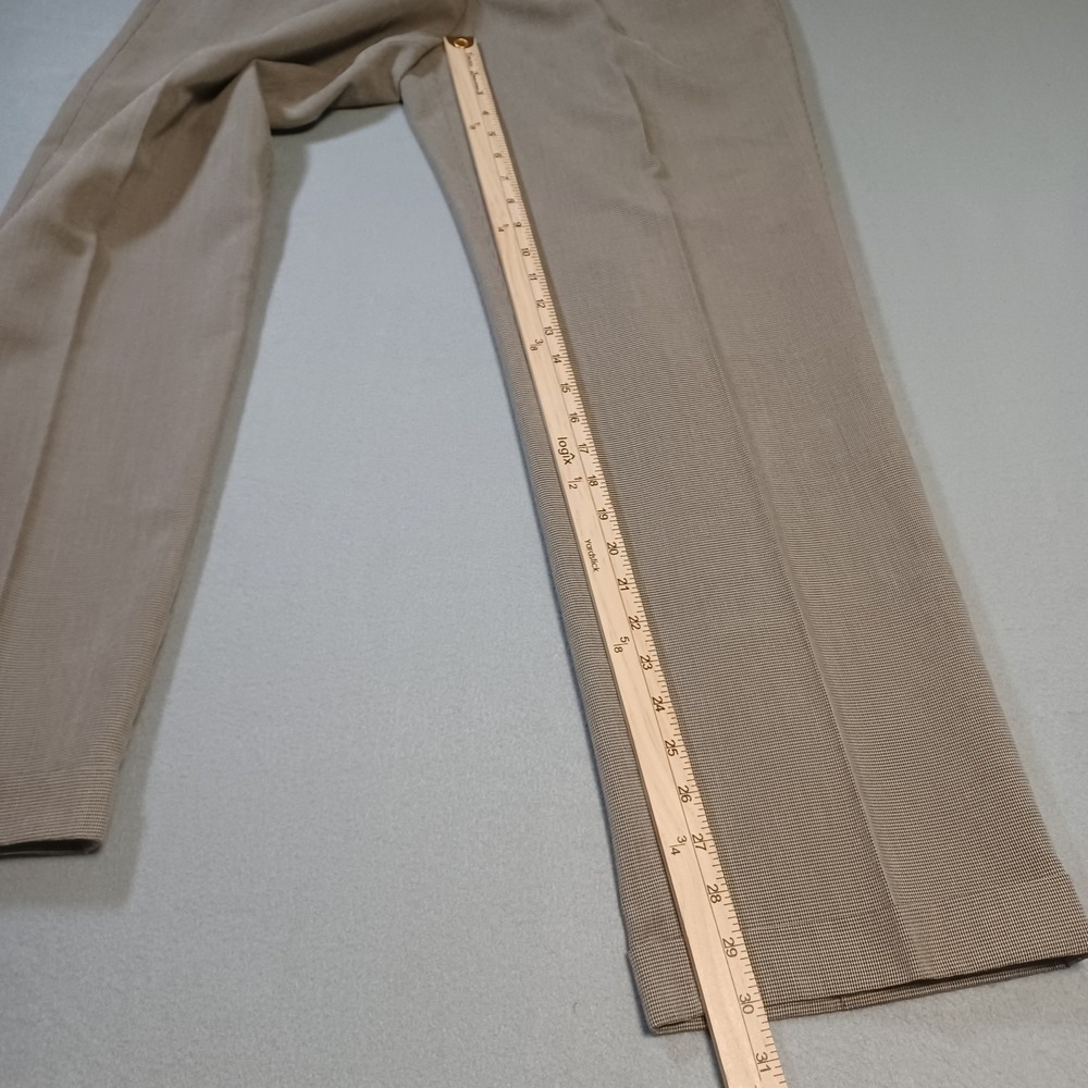 Ivy Crew Classics Mens 32x30 Tan Pleated Micro Check Cuffed Dress Pants Trousers - Picture 5 of 10